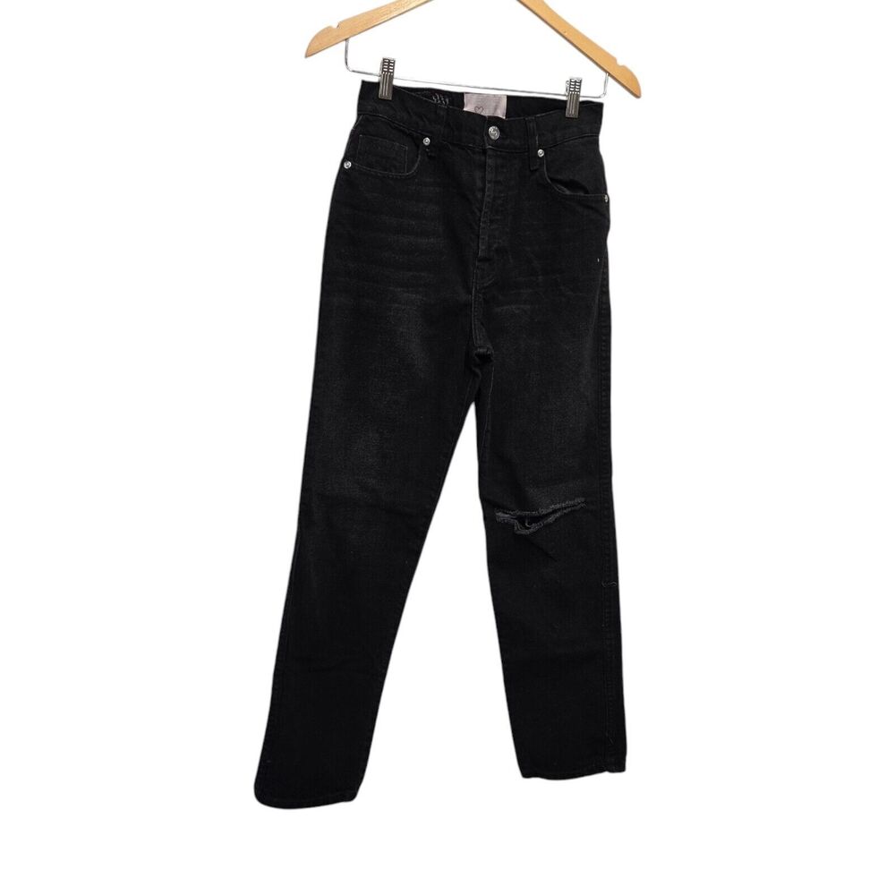 REVICE Black Jeans Distressed Destroyed‎ Boyfriend Size 24